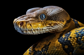亚马逊金色蟒蛇微距写真图