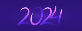 紫蓝色潦草2024跨年字