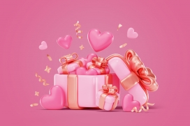 粉红色女性爱心礼物素材