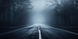 雾气中的马路