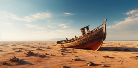 沙漠搁浅的木船