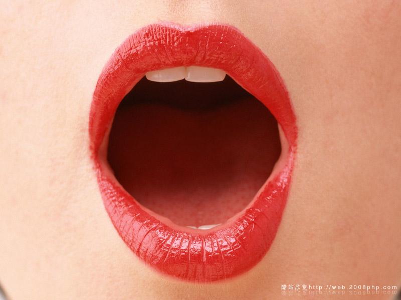 欧美女性女人脸部嘴巴嘴唇牙齿放大特写素材图