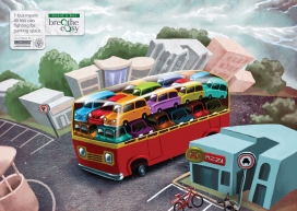 Concern India Foundation关注印度基金会创意平面广告-巴士意味着减少汽车喷出40有毒烟雾
