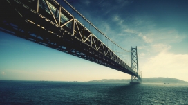 欧美雄壮气势的高架吊桥摄影图