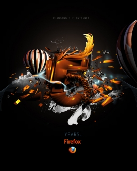 Firefox-typography火狐浏览器演变排版艺术插画