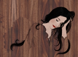德国Laura Serra木质地板上的女人插画设计
