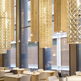 巴塞罗那餐厅-五米的柳条筐灯罩