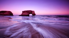 高清HD海滨波“大象石”紫色自然沙滩海边风景壁纸