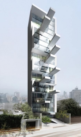 秘鲁20层高的天空塔跳水板住宅楼公寓-墨西哥DCPP Arquitectos建筑师概念作品