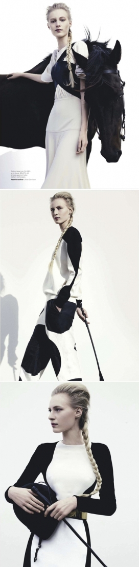 黑美人-和骏马在一起-Vogue澳大利亚时尚杂志封面人像