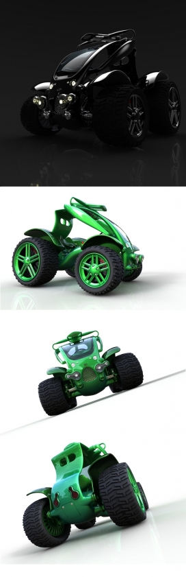 美国Row 0工业设计师作品-Grasshopper蚱蜢太阳能俏皮车辆，车辆的颜色可能改变，颜色越深，越热的吸收，