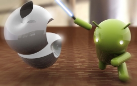 Android安卓卡通形象手持剑再战苹果卡通