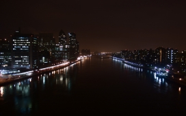 高清晰东部河流城市夜景