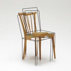 钢筋木质错觉交叉椅子-Julian Sterz家居设计师作品