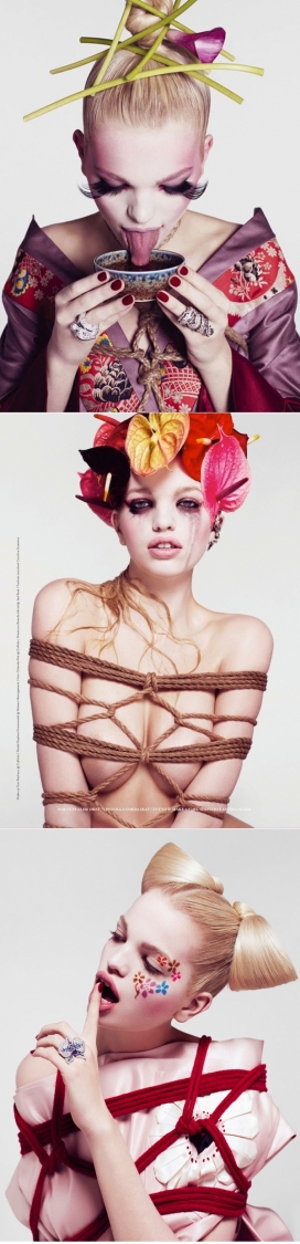 绳子缘-Paola Kudacki摄影师为Flair杂志打造的感官内敛花姑娘人像封面