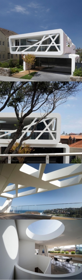 Hewlett树枝形状楼，三层住宅选址靠近海滨的山坡上-澳大利亚MPRDG建筑师作品