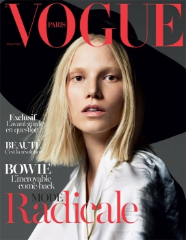 Vogue时尚巴黎2013年3月号封面-来自芬兰模特Suvi Koponen，一个超大的帽子，真丝衬衫和金发
