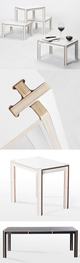单张纸层压胶合板的家具-交叉十字接头，方便拆卸与组装
