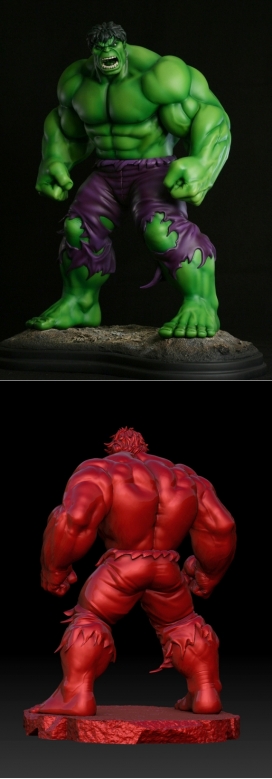 野蛮绿红巨人3D雕像