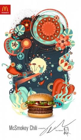 麦当劳食品插画广告