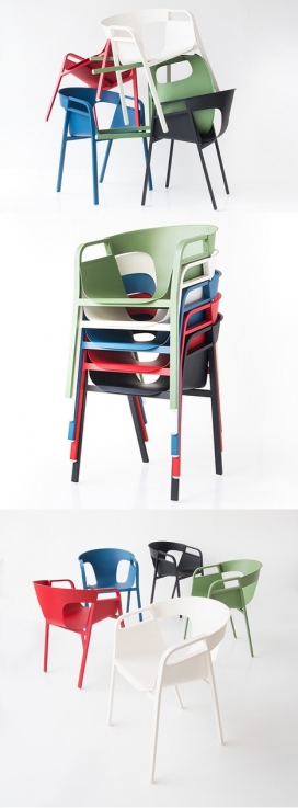 弯曲折叠薄薄铝质五彩椅子-汉诺威设计师帕特里克・弗雷作品