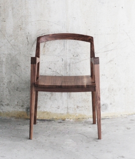 核桃树木椅子-实看起来很现代，甚至有点未来主义，但也与传统的东西相结合