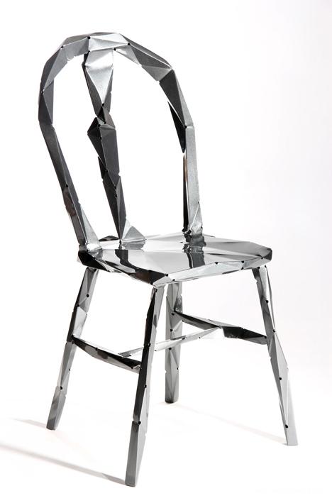 金色菱形金属木制椅子-芬兰设计研究生Mikko 