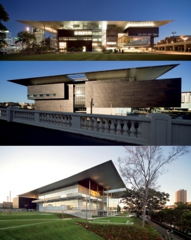 澳大利亚昆士兰现代美术馆建筑设计-一个轻量级的，开放的水榭展览空间，分两大层面，有两个电影院，教育设施，餐厅和商店咖啡馆