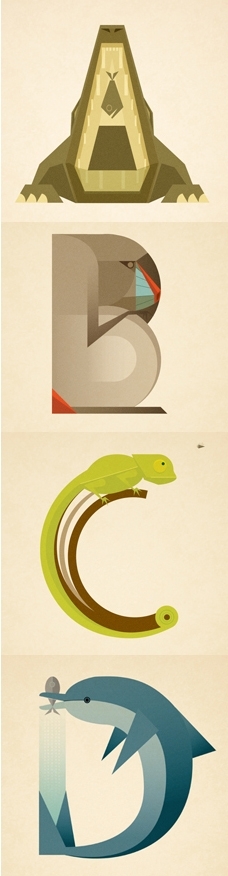Animal Alphabet-26个动物象形字母字体设计