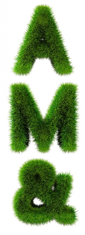 3D Grass Letters-绿色草坪字体设计