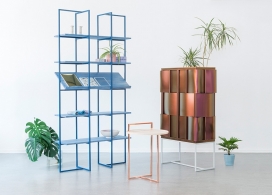 管状钢框架支撑家具-哥德堡设计师Anny Wang作品-包含展示架，柜，茶几