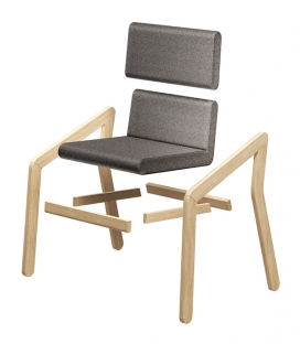 BASE light橡树木质椅子设计-坐垫采用羊毛织物，可以配备头枕