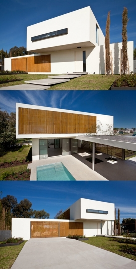 佩德罗的房子-整栋房屋大量采用倾斜和折叠木材屏幕，为居住者阻挡光线提供隐私阴影-阿根廷VDV ARQ建筑工作室作品
