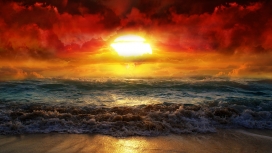日落夕阳海滩壁纸