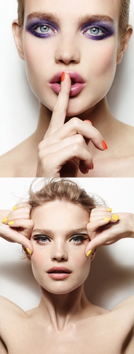 纳塔利娅・沃佳诺娃-眩晕美诱的艾格彩妆广告大片-五颜六色的眼影，浪漫的腮红色调