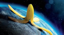 地球上的黄色香蕉皮