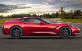 高清晰红色Corvette克尔维特跑车侧面壁纸下载