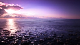 紫色的海洋日落