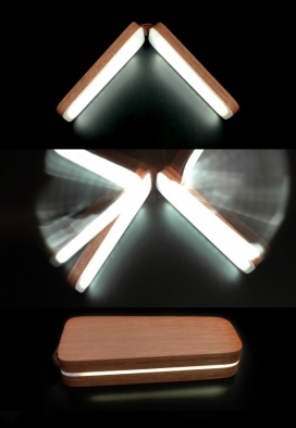 可折叠的SIVU台灯-由一皮带连接的两个部分,里面才有有机玻璃核桃芯为材料，可以调节光度