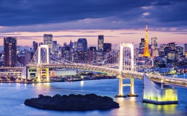 东京之夜-高清晰大桥河夜景壁纸