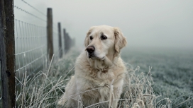 铁丝围栏旁的Labrador拉布拉多名犬宠物壁纸下载