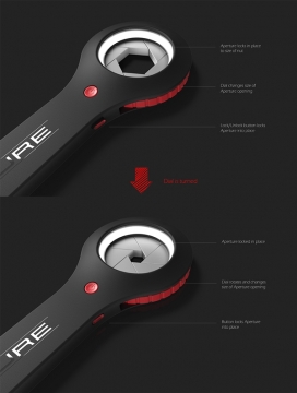 Aperture Wrench-光圈扳手工具设计-灵感来自照相机的光圈力学