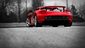 高清晰红色保时捷卡雷拉GT(Carrera GT)跑车尾部壁纸下载