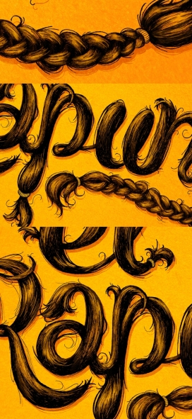 El Rapunz-马尾辫秀发字体设计-灵感来自女性的马尾辫