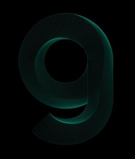 Moiré Font-线性三维立体透视数字字体设计