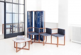 采用传统编织工艺与大理石结合的椅子设计-利用天然材料与土布棉绳子编织而成