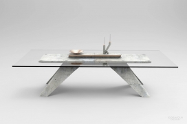 独特的现代几何流线型物品混凝土家具-法国设计工作室-拥有简约而现代的风格。该系列包括一张餐桌，烛台，镜子，柜子，抽屉，玄关桌，和基座。