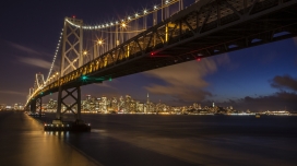 旧金山奥克兰海湾大桥夜景