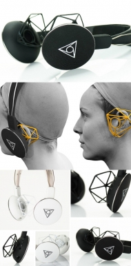 日本华纳音乐专为倾听音乐设计的3D印刷线框结构VIE shair无线耳机，耳框带可调LED装饰照明，可以发光柔和周边光，可调为红色，蓝色，黄色，绿色或白色。