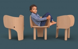 大象的椅子和桌子-椅子设计巧妙地看起来像树干作，首次亮相2016 Maison & Objet巴黎，受到了热情的接待